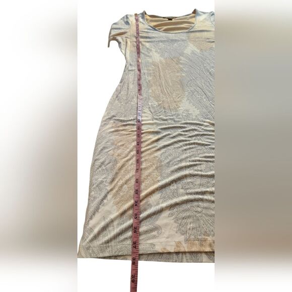 Tommy Bahama Shirt Dress Short Jersey Knit Pinapple Paisley White Cream Gray M - Picture 9 of 13